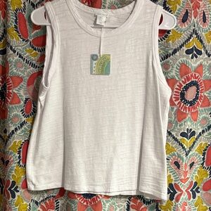 Sigrid Olsen White Textured Tank Top